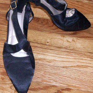 Saks Fifth Avenue Black Satin Strappy Evening Heel